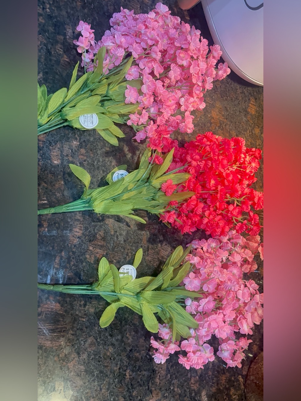BNWT Hobby Lobby Faux Floral Flower Bushes Bundle of 3 Pink Coral